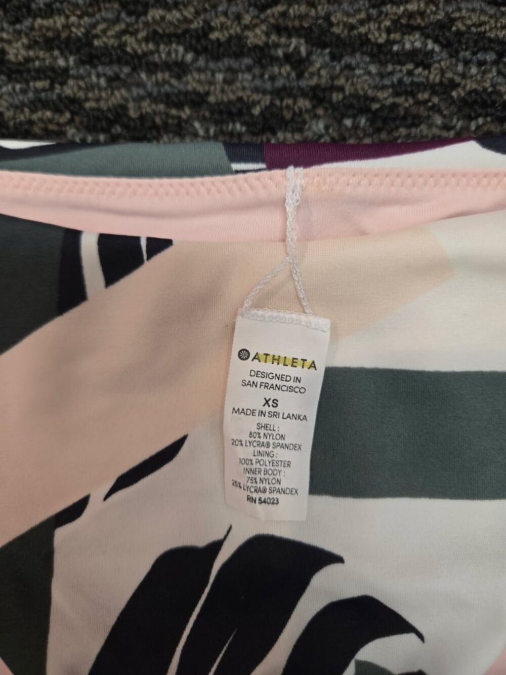 Athleta Reversible Bikini Swimsuit Set XS Pink Green 2 Piece Bathing Suit - Picture 2 of 6